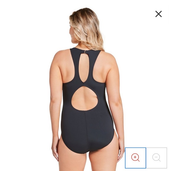 Speedo Women's Swimsuit One Piece High Neck Contemporary Cut Black 18 - Picture 2 of 9